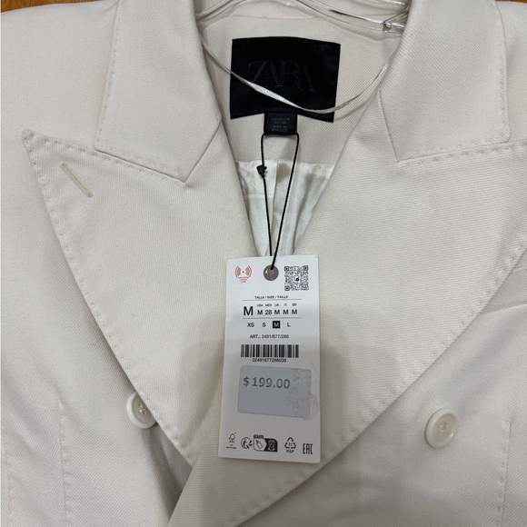 Zara Off-White Double-Breasted Blazer - Picture 4 of 4